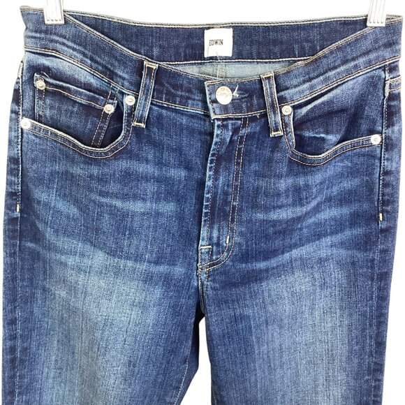 Edwin Womens High Rise Cropped Jeans Size 27 Blue Denim Casual - Picture 3 of 10